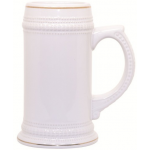 Drinkware Beer Mug - 22oz White with Gold Trim