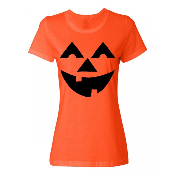 Big Face Jack-o-Lantern Halloween Orange Costume Women's T-Shirt